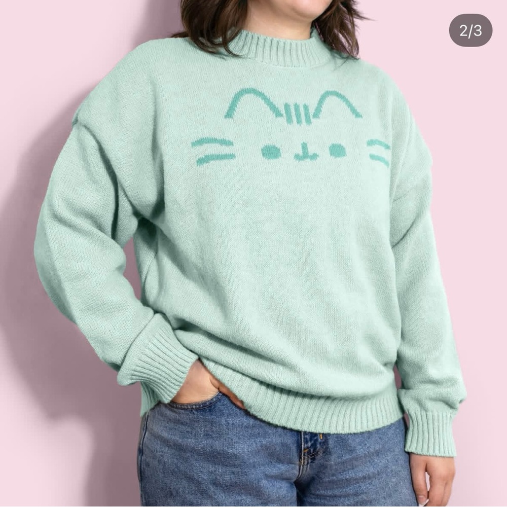 Pusheen Mint Green Cat Sweater